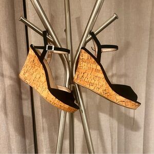 Charles David Black cork Wedge Sandals